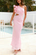 Karleedress Frill One Shoulder Cut Out Waist Maxi Dress