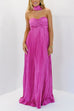 Karleedress Strapless Back Lace-up Satin Pleated Maxi Party Dress