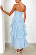 Karleedress Strapless Empire Waist Ruffle Layered Maxi Dress