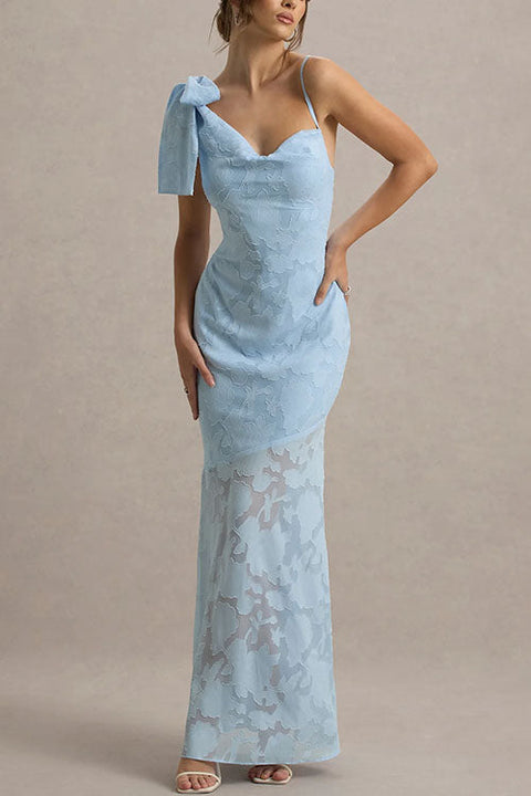 Karleedress Sleeveless Bow Shoulder Flare Maxi Dress