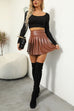 Karleedress High Waist Faux Leather Pleated Mini Skirt