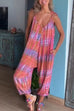 Karleedress V Neck Tie Shoulder Pockets Tie Dye Cami Jumpsuit