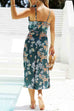 Karleedress Floral Print Tie Front Cut Out Slit Midi Cami Dress