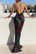 Karleedress Spaghetti Strap Open Back Floral Print Maxi Dress
