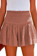 Karleedress Elastic Smocked Waist Wide Leg Solid Shorts