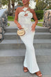 Karleedress Halter Floral Crochet Hollow Out Maxi Bodycon Dress