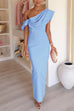 Draped One Shoulder Bodycon Maxi Party Dress