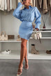 Karleedress Long Sleeves Button Up Striped Mini Shirt Dress