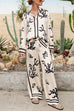 Karleedress Wide Leg Reef Print Satin Pants