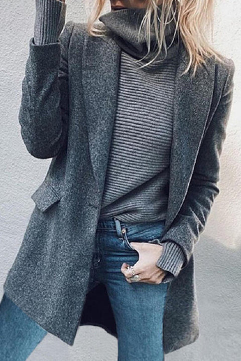 Karleedress Lapel Button Up Pockets Midi Outwear