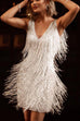 Karleedress Tassel V Neck Sleeveless Glitter Pencil Dress