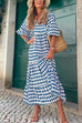 Karleedress Puff Sleeve Geometry Printed Swing Dress