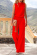 Karleedress Crewneck Sleeveless Wide Leg Jumpsuit