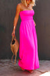 Karleedress Strapless Smocked Pocketed Wide Leg Jumpsuit