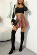 Karleedress High Waist Faux Leather Pleated Mini Skirt