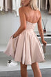 Karleedress Strapless Tube Pocketed Bubble Mini Dress