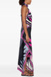 Karleedress Printed Halter Tie Knot Backless Top and Irregular Hem Maxi Skirt Set