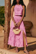Karleedress Lace Hollow Out Slit A-line Maxi Skirt