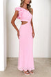 Karleedress Frill One Shoulder Sleeveless Cut Out Maxi Dress