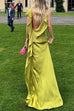 Karleedress High Slit Back Drape Cascading Satin Maxi Cami Dress
