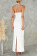 Halter Sleeveless Back Slit Waisted Maxi Dress