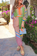 Karleedress Unique Print Balloon Sleeves Button Up Shirt Elastic Waist Jogger Pants Holiday Set