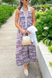 Sleeveless Button Up Check Print Maxi Dress