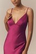 V Neck Open Back Cape Satin Maxi Dress