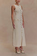 Karleedress Sleeveless Button Down Knit Bodycon Maxi Dress