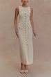 Karleedress Sleeveless Button Down Knit Bodycon Maxi Dress