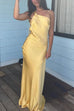 Karleedress One Shoulder Open Back Tie Knot Satin Maxi Dress