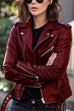 Karleedress Vintage Lapel Zip Up Faux Leather Moto Jacket