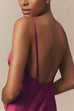 V Neck Open Back Cape Satin Maxi Dress