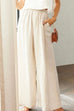 Karleedress Elastic Waist Pocketed Wide Leg Cotton Linen Pants