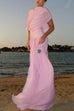 Karleedress Shawl Collar Draped Mesh Maxi Dress