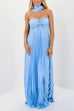 Karleedress Strapless Back Lace-up Satin Pleated Maxi Party Dress