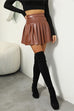 Karleedress High Waist Faux Leather Pleated Mini Skirt