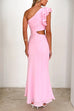 Karleedress Frill One Shoulder Sleeveless Cut Out Maxi Dress