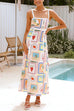 Karleedress Tie Back Ric Rac Trim Unique Print Maxi Cami Holiday Dress