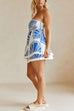 Karleedress Seashell Print Strapless Ruffle Tube Top and Wrap Mini Skort Set