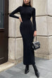 Karleedress Mockneck Long Sleeves Bodycon Knit Maxi Dress