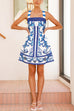 Karleedress Back Criss Cross Sleeveless Printed Mini Dress