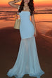 Karleedress Strapless Mesh Splice Bodycon Maxi Dress