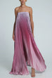Karleedress Strapless Tube Gradient Ombre Satin Maxi Party Dress
