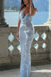 Karleedress Halter Cowl Neck Open Back Sequin Maxi Party Dress