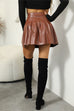 Karleedress High Waist Faux Leather Pleated Mini Skirt