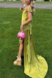 Karleedress High Slit Back Drape Cascading Satin Maxi Cami Dress