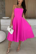 Karleedress Strapless Open Back Waisted Swing Midi Dress
