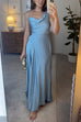 Asymmetrical Wrinkled Effect Sleeveless Solid Maxi Dress