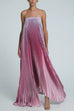 Karleedress Strapless Tube Gradient Ombre Satin Maxi Party Dress